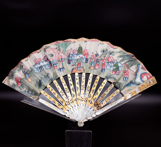 Exquisite 18th Century Chinoiserie Double-Sided Fan
