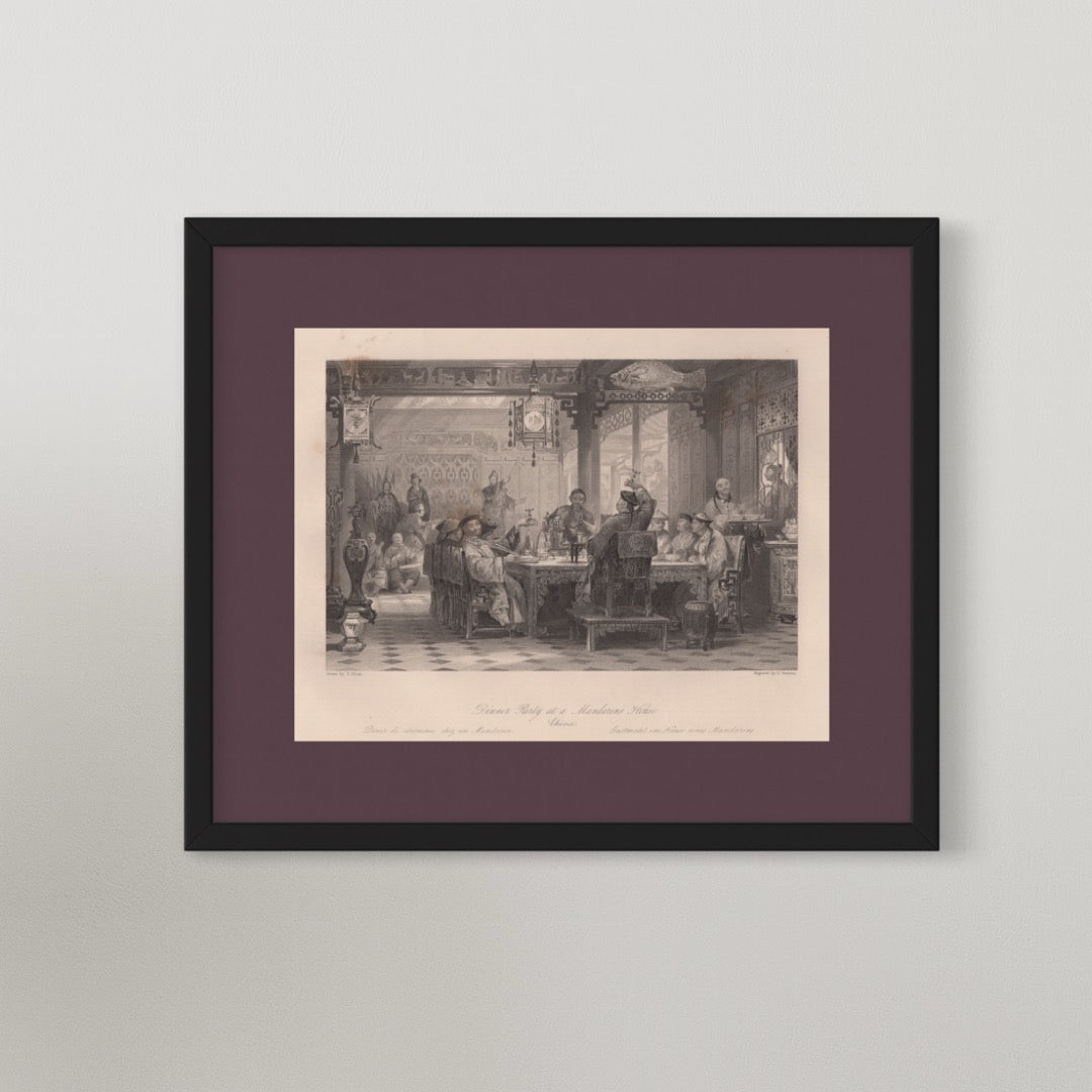 Antique 1840s Steel Engraving | Dinner at a Mandarin’s House | Thomas Allom